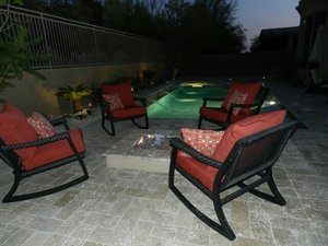 Backyard swimming pool and decking built by Saturn Pool Company in Arizona
